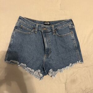 Wrangler Women's Frayed Hem Blue Jean Shorts